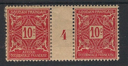 SOUDAN - 1931 - Taxe TT N°Yv. 12 - 10c Rose - Paire Millésimée 4 - Neuf * / MH VF - Nuovi