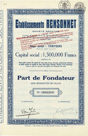 - Titre De 1929 - Etablissements Rensonnet  à Verviers - Tessili