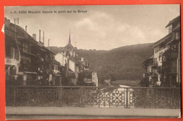 ZPO-08  Moudon Vu Depuis Le Pont Sur La Broye Burgy 5458  Circulé 1916 - Moudon