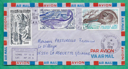 YT N°70 + 71 + 72 TAAF LETTRE PAR AVION PORT AUX FRANCAIS KERGUELEN POUR LA ROQUETTE SUR SIAGNE 1978 COVER FRANCE - Usati