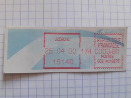 Uzerche 19140 - 25-04-90 - G02 Pc19276 Tarif 3.80 - Vignette à L'envers - 1988 « Comète »