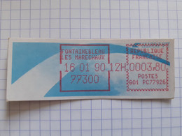 Fontainebleau Les Maréchaux 77300 - 16-01-90 - G01 PC77926 Tarif 3.80 - Vignette à L'envers - 1988 « Comète »