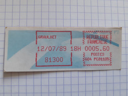 Graulhet 81300 - 12-07-89 - G04 PC81105 Tarif 5.60 - Vignette à L'envers - 1988 « Comète »