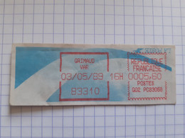 Grimaud Var 83310 - 03-05-89 - G02 PC83068 Tarif 5.60 - Vignette à L'envers - 1988 Type « Comète »