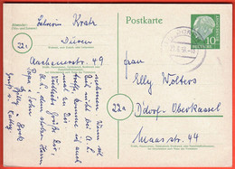 Germany Düren 1956 / Professor Dr. Theodor Heuss 10 Pf / Postkarte, Postcard / Postal  Stationery - Postkarten - Gebraucht