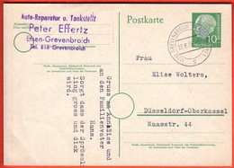 Germany Grevenbroich Niederrhein 1956 / Professor Dr. Theodor Heuss 10 Pf / Postkarte, Postcard / Postal  Stationery - Postkarten - Gebraucht