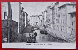 Cpa LIVORNO Anime Canal E Ponte A Venezia Bateau Barque - Livorno