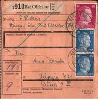 ! 1943 Paketkarte Deutsches Reich Aus Bad Oldesloe, Vinzier Nach Leipzig, Landpoststempel - Covers & Documents