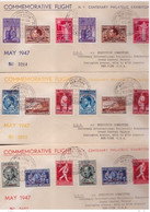 BELGIO - 18 5 1947 COMMEMORATIVE FLIGHT BRUSSELS - NEW YORK SABENA/SWISSAIR ESPOSIZIONE INT CIPEX  (SERIE COMPLETA P.A.) - ....-1951