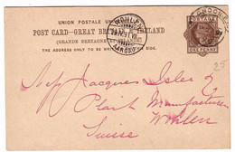 2025 GREAT BRITAIN GRANDE BRETAGNE GRAN BRETAÑA LONDON 1891 POSTAL STATIONERY WOHLEN AARGAU - Non Classés