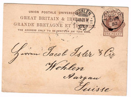 2026 GREAT BRITAIN GRANDE BRETAGNE GRAN BRETAÑA LONDON 1882 POSTAL STATIONERY WOHLEN AARGAU - Ohne Zuordnung