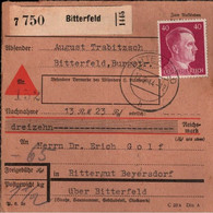 ! 1944 Nachnahme Paketkarte Deutsches Reich Aus Bitterfeld Nach Beyersdorf - Covers & Documents