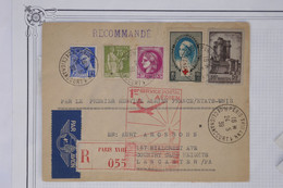 AV 2  BELLE LETTRE  RECOM.  1939  1ER VOL FRANCE ETATS UNIS    LYON  A   LANCASTER  +++AFFRANC. INTERESSANT - 1960-.... Covers & Documents