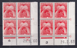 TAXE GERBES  - 1960+1963 - YVERT N° 91 ** MNH BLOC De 4 COIN DATE - COTE = 60 EUR. - Postage Due