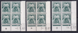 TAXE GERBES  - 1960+1961+1963 - YVERT N° 93 ** MNH BLOC De 4 COIN DATE - COTE = 250 EUR. - Strafport