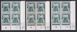 TAXE GERBES  - 1960+1961+1963 - YVERT N° 93 ** MNH BLOC De 4 COIN DATE - COTE = 250 EUR. - Postage Due