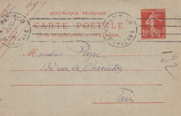 France Oblitérations Mécaniques - Paris - Entier Postal - Mechanical Postmarks (Other)