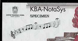 Testnote STC-KBA Beethoven, TYP A = Rot, UNC, 160 X 72 Mm, INTAGLIO, Statni Tiscarna Cenin, Test Note, RRRRR, Wz - República Checa