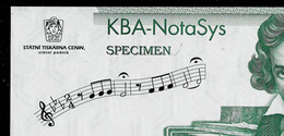 Testnote STC-KBA Beethoven, TYP C = Grün, UNC, 160 X 72 Mm, INTAGLIO, Statni Tiscarna Cenin, Test Note, RRRRR, Wz - República Checa