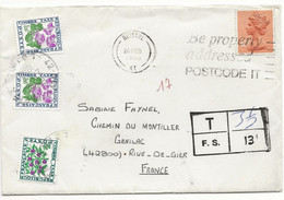 GRANDE BRETAGNE LETTRE DE BRISTOL TAXEE ARRIVEE FRANCE 20 FEVRIER 1980 - Sonstige & Ohne Zuordnung