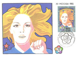 Russia:Soviet Union:Maxi Card, Young Students XII Worldwide Festival, 1985 - Cartes Maximum