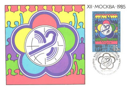 Russia:Soviet Union:Maxi Card, Young Students XII Worldwide Festival, 1985 - Cartoline Maximum