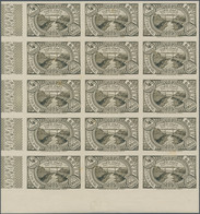 Ethiopia: 1931, Definitives ¼g. Olive-brown, Imperforate Marginal Block Of 15 Fr - Ethiopia