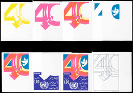 Algeria: 1985, 40th U.N.ANNIVERSARY, UNO - 8 Items; Progressive Plate Proofs For - Algeria (1962-...)