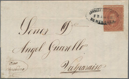 Argentina: 1864 Rivadavia 5c., 3rd Printing, Used On Entire From Mendoza To Valp - Other & Unclassified