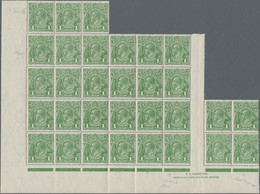 Australia: 1924 KGV. 1d. Sage-green, Gutter Block Of 31 Stamps From Plate 4, Wit - Mint Stamps