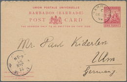 Barbados - Postal Stationery: 1894, Reply-postcard Used From BARBADOS To Ulm (ar - Barbados (1966-...)