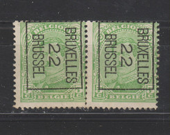 COB 60B En Paire Un Timbre ** Neuf Sans Charnière L'autre Avec Adhérence - Typo Precancels 1922-26 (Albert I)