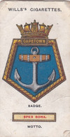 HMS Capetown  10 -  Ships Badges 1925 - Wills Cigarette Card - Warship - Military - Wills
