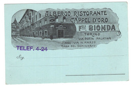 16528 "ALBERGO RISTORANTE CAPPEL D'ORO-F.LLI BIONDA-TORINO"-VERA FOTO-CART. POST. NON SPED. - Bares, Hoteles Y Restaurantes