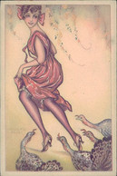 BUSI SIGNED 1920s POSTCARD - WOMAN & TURKEYS - N.126/3  (3413) - Busi, Adolfo