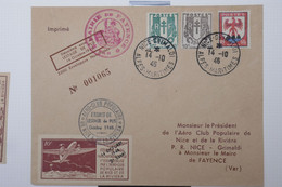 C1 FRANCE  BELLE LETTRE RARE   1946 NICE  ESSAI LESTAGE SUR FAYENCE  VAR +VIGNETTE+AEROPHILATELIE +AFFRANC. PLAISANT - Aviation