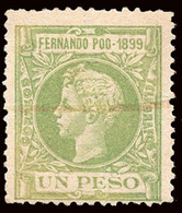 Fernando Poo - Edi * 68M - 1899 - 1 Peso Verde Claro - Muestra - Raya A Pluma - Fernando Po
