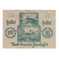 Billet, Autriche, Peuerbach O.Ö. Marktgemeinde, 10 Heller, Texte, 1920 - Austria