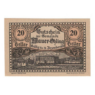 Billet, Autriche, Mauer - Öhling N.Ö. Gemeinde, 20 Heller, Texte 1, 1920 - Austria