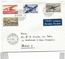 13 - 71 - Enveloppe Avec Timbres D'aviation 1944 - Genève - Autres Documents