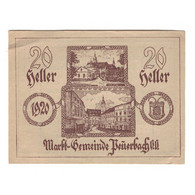 Billet, Autriche, Peuerbach O.Ö. Marktgemeinde, 20 Heller, Texte, 1920 - Austria