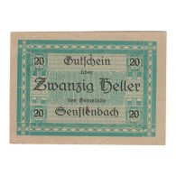 Billet, Autriche, Senftenbach O.Ö. Gemeinde, 20 Heller, Texte, 1920 - Austria