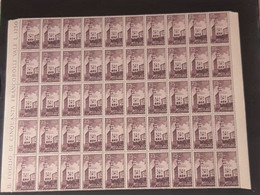 SAN MARINO 1945 PALAZZO DEL GOVERNO 25 LIRE FOGLIO  DA 50 FRANCOBOLLI ** MNH - Neufs