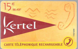 CARTE-PREPAYEE-KERTEL-15€-98,40F-TELEPHONE-RECHARGEABLE-R°N°Série A Droite Vertical-TBE- - Prepaid Cards: Other