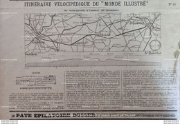 1895 ITINÉRAIRE VÉLOCIPÉDIQUE DU MONDE ILLUSTRÉ DE SAINT QUENTIN à CAMBRAI - 1850 - 1899