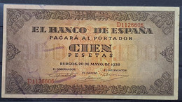 ESPAÑA.  EDIFIL 432a.  100 PTAS 20 DE MAYO 1938 SERIE D.  CONSERVACIÓN  EBC-. - 100 Pesetas