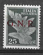 ITALIA R.S.I. - POSTA AEREA - IMPERIALE SOVRASTAMPATA G.N.R. - CENT. 25 - NUOVO MNH**( YVERT AV 1 B - SS 117) - Correo Aéreo