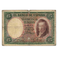 Billet, Espagne, 25 Pesetas, 1931, 1931-04-25, KM:81, AB - 25 Peseten