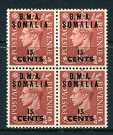 British Occ. Italian Colonies - Somalia - 1948 B.M.A. - 15c On 1½d Pale Red-brown Block Of 4 LHM (SG S11) - Somalia