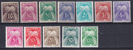 1946/55 - TAXE - YVERT N° 78/89 * MLH - COTE = 80 EUR. - 1859-1959 Postfris